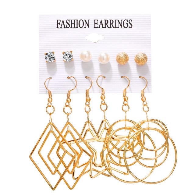Leopard Print Leaf Tassel Earrings Set: Simple Card Packaging, Stud & Hollow Geometric Design for Women
