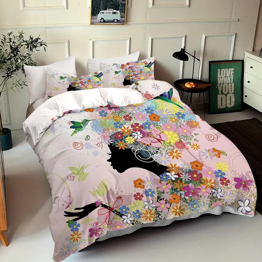 Flower Fairy And Butterfly Pattern 3D Printed Down Duvet Cover Soft And Comfortable Bedding Set Modern Art Style Down Duvet Cove