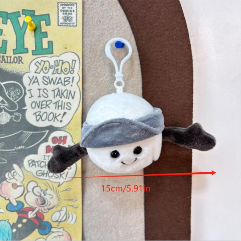 Niedlicher Lustiger Grauer Hut Golfball Plüschpuppe Stofftier Schlüsselanhänger Anhänger Rucksackanhänger Taschenanhänger Stoffpuppe Süßes Mädchen Geschenk