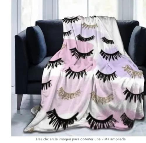 Abstract Closed Eyes Cute Eyelashes Blanket Lightweight Blankets All Season Throw Blanket for Couch Bed Soft Flannel Blanket