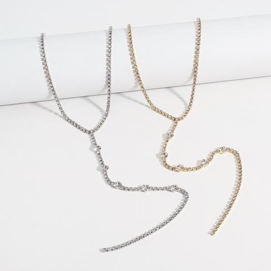Yousheng Women Necklace Rhinestone Decor Long Tassel Exquisite Stainless Choker Necklace Neck And Chest Decoration Jewelry