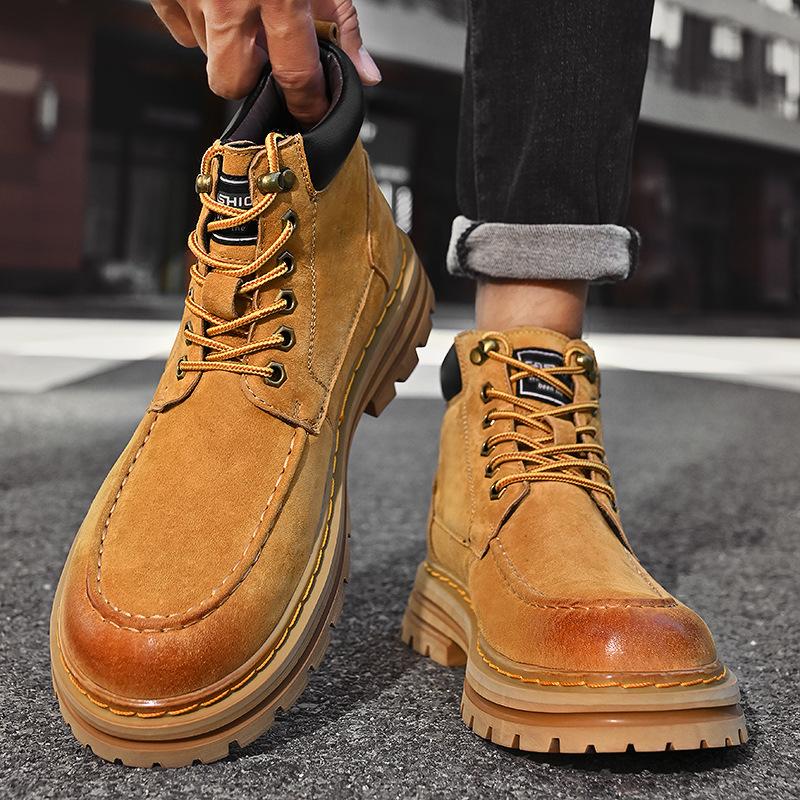 Foreign trade hot-selling Internet celebrities with the same men's casual Martin boots autumn new versatile leather platform tooling shoes