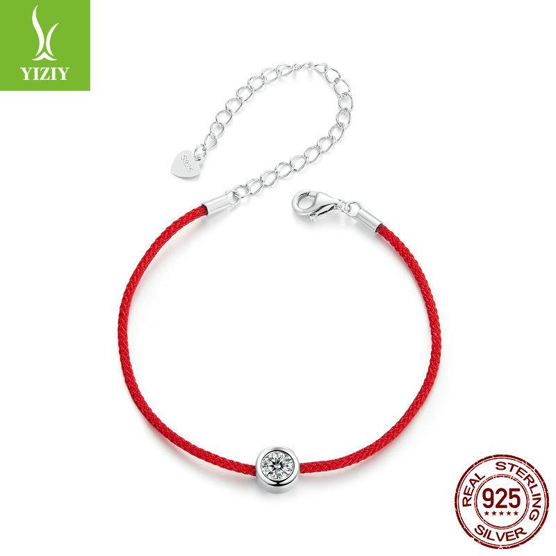 Delicate Moissanite Red Rope Lucky Bracelet, New Year'S 50-Point Mozzarella Diamond S925 Silver Bracelet.