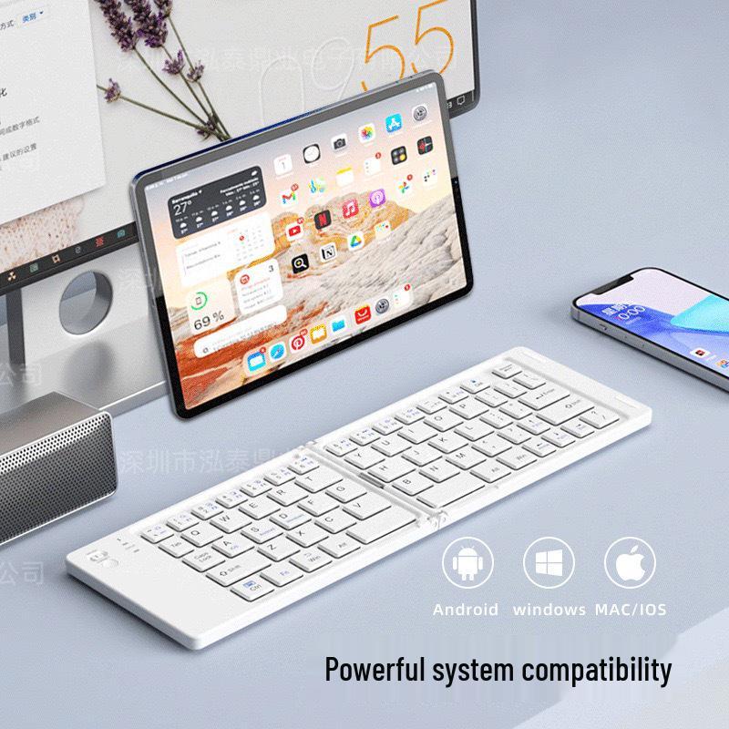 Dual-Fold Wireless Bluetooth Keyboard for Phones, Tablets, Laptops - Premium Business Portable Keyboard