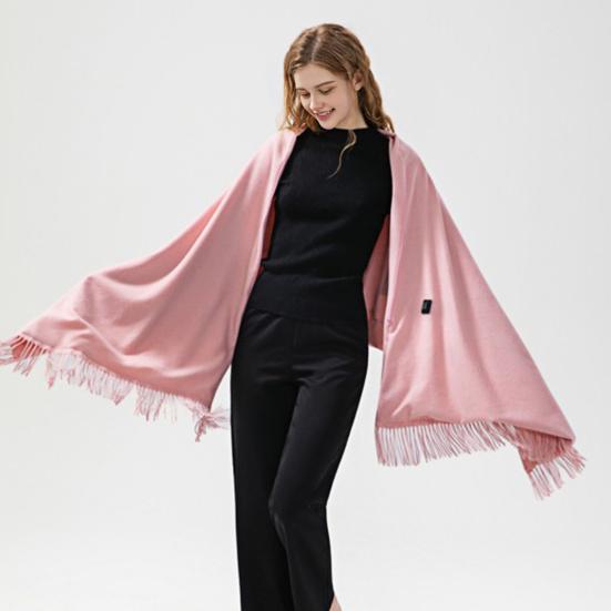 USB Heated Shawl Wrap for Women Portable Wearable Heating Blanket with Tassel Design Intelligent Temperature Control Heating Scarf