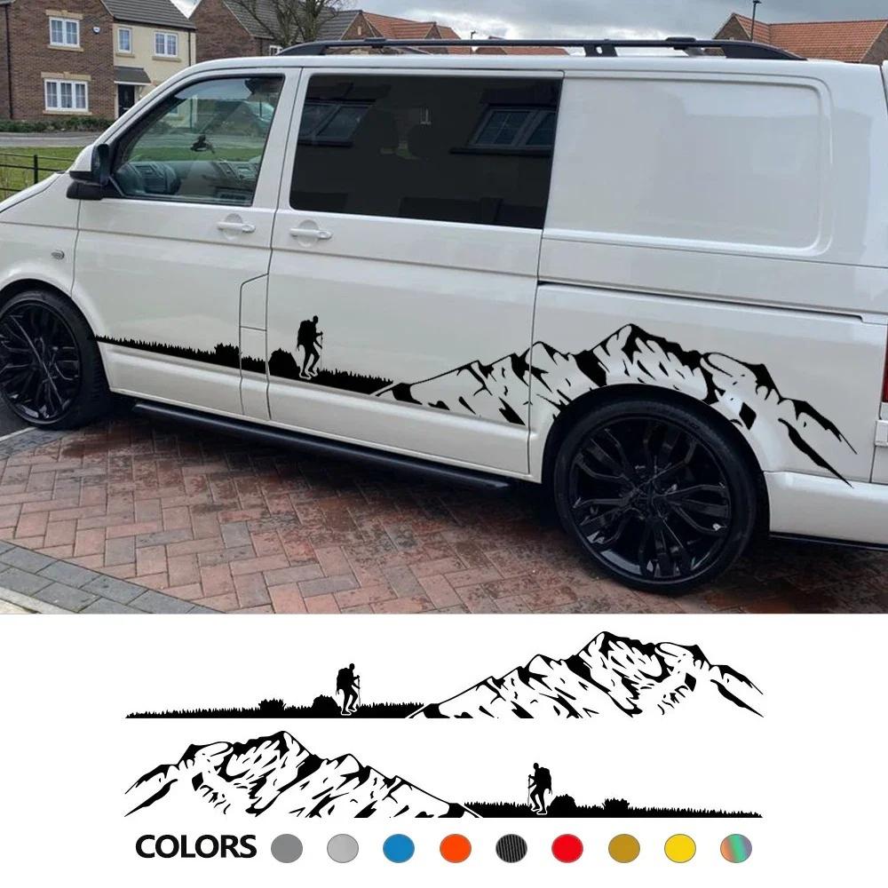 Van Stickers For Volkswagen VW Transporter T6 Camper Car Graphics Mountain Climb Camping Styling Decals Auto Tuning Accessories