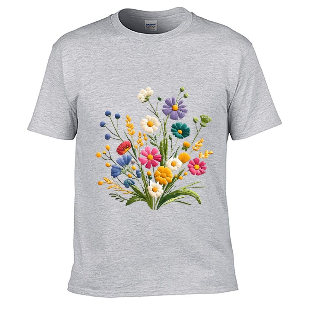 Wildflower Bouquet Colorful Mixed Flowers Botanical Floral Graphic Unisex Summer Tshirt Top