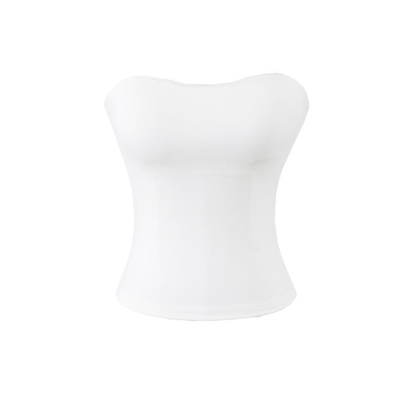 Spicy Girl Off-the-Shoulder Padded Bandeau Top: Slim Fit, Sleeveless Summer Vest Small белый
