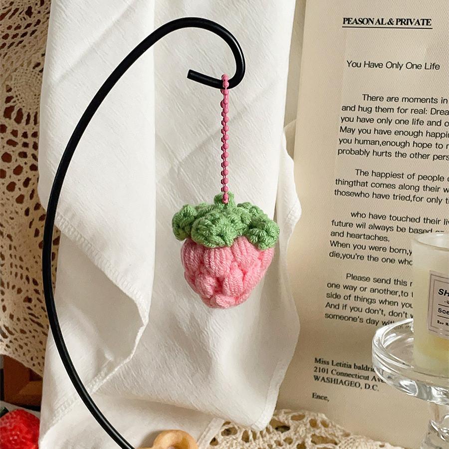 Persimmon Creative Peanut Flower Strawberry Knitted Pendant For Bag Decoration