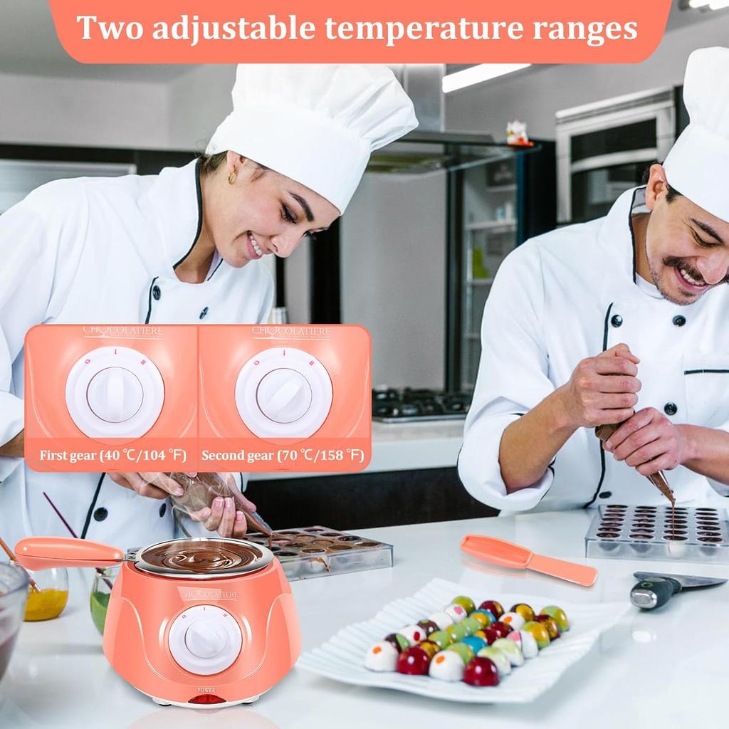 Chocolate Melting Pot, 8.45 Oz Electric Chocolate Melter, 2-Speed Adjustable Temperature Chocolate Tempering Machine, Easy to Use Chocolate Warmer