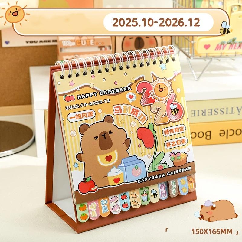 Portable Coil 2026 Desk Calendar Capybara/Panda Desktop Decoration Mini Calendar Schedule Planner Office School Supplies