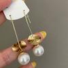 Exquisite Fashion Gold Color Round Imitation Pearls Drop Earrings For Women Elegant Dangle Earrings Jewelry Gifts
