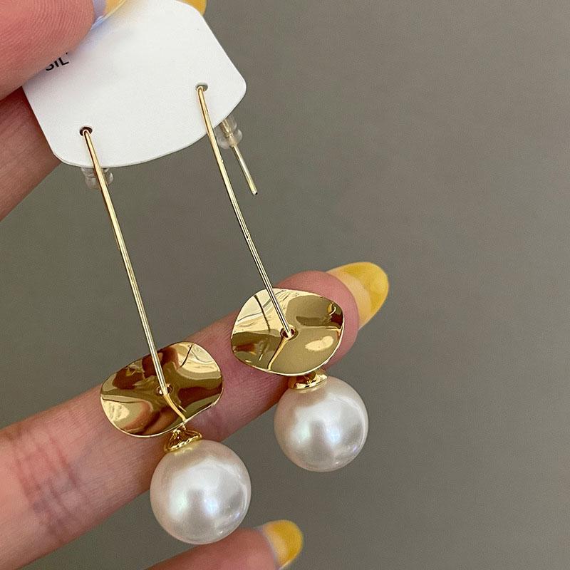 Exquisite Fashion Gold Color Round Imitation Pearls Drop Earrings For Women Elegant Dangle Earrings Jewelry Gifts
