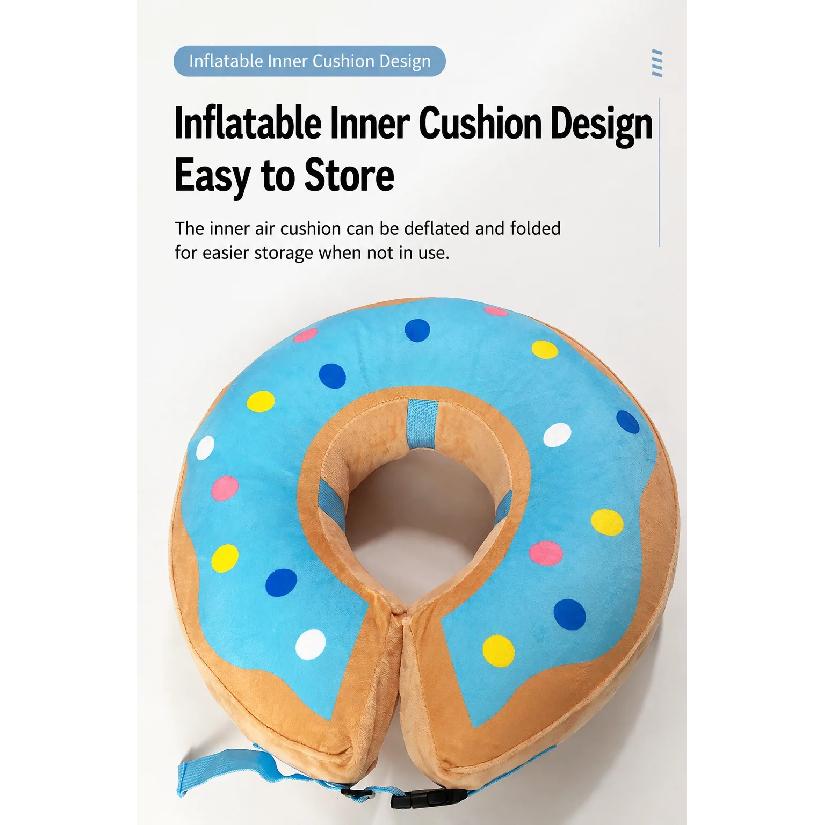 Inflatable Pet Recovery Collar Soft Plush Dog Cone Alternative Adjustable Anti Licking Donut Neck Collar For Pet Dogs And Cats