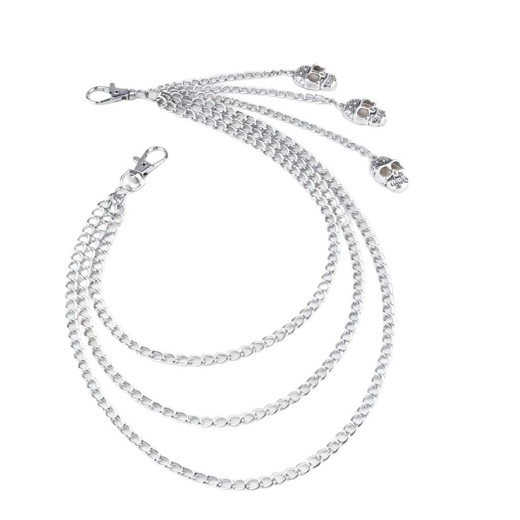 Trendy Cross-Border Multi-Layer Skull Pendant Waist Chain for Women