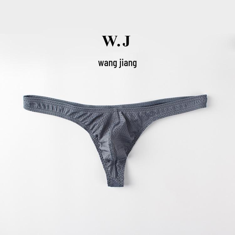 Men's Sexy Low-Rise Nylon Ice Silk Mesh Thong T-Back Underwear