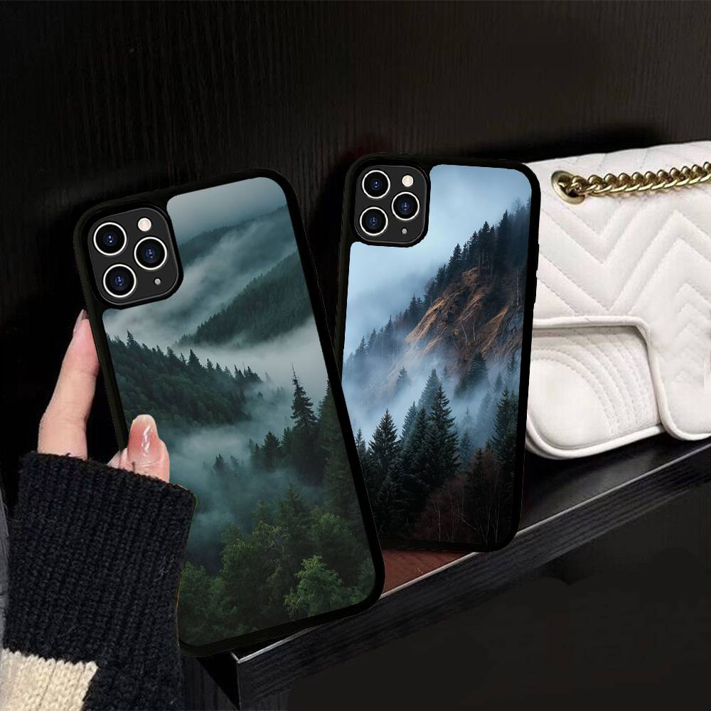 Mountain Forest Phone Case Wireless Charging PC+TPU For IPhone 11 12 13 14 15 16 17 Pro Max Plus Case