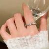 Y2K Sweet Fashion Blue Flower Rings for Women Girls Exquisite Rhinestone Five Petal Flower Opening Rings Party Jewelry Gifts
