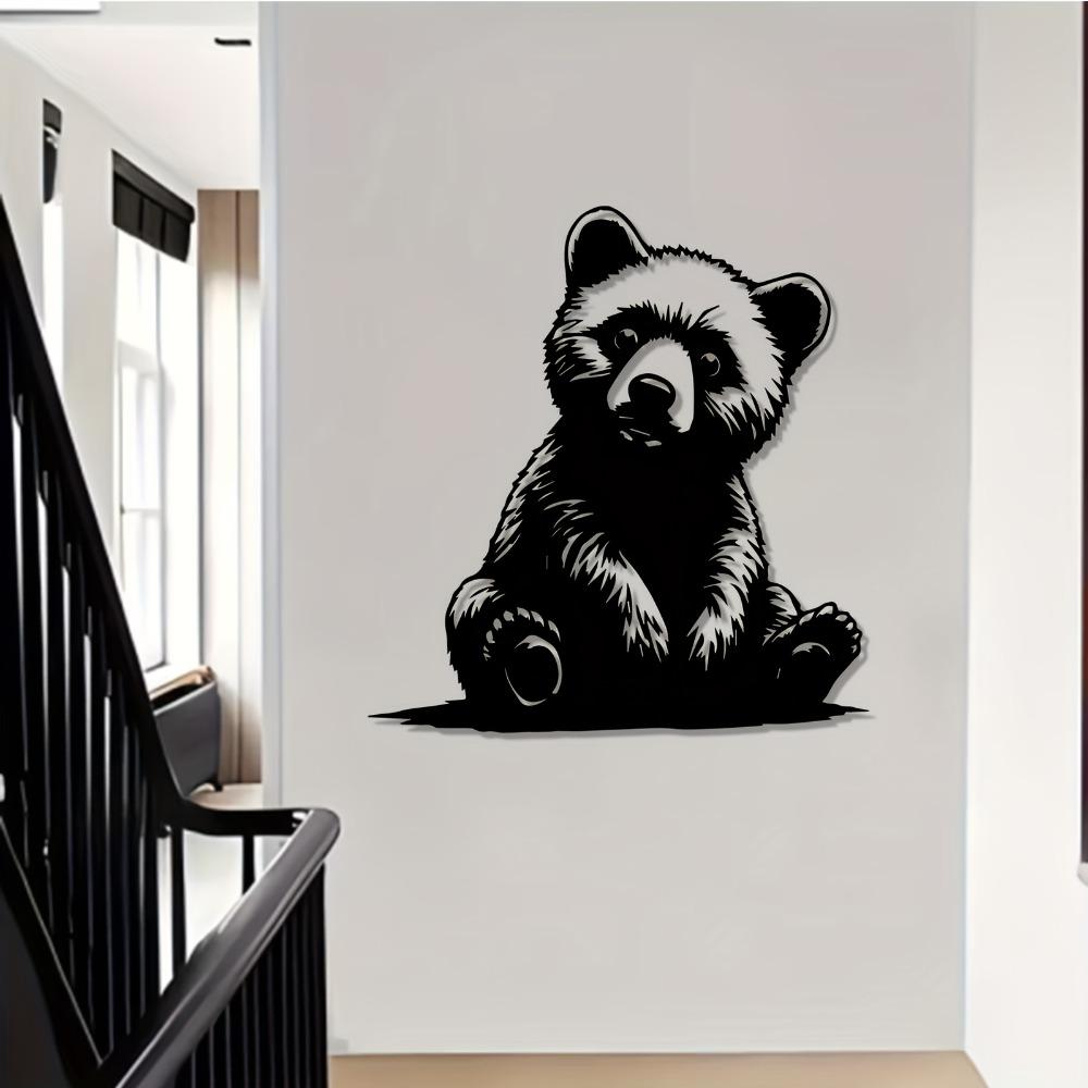 1pc Modern Iron Bear Wall Sculpture Weather Resistant Standing Statue Mural Garden Fence Decor Christmas Easter Thanksgiving Gift for Bear Lover
