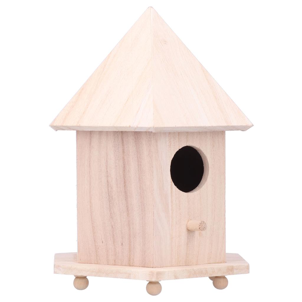 Wooden Bird House Feeder Nesting Box with Bracket for Outdoor Garden Patio Decoration