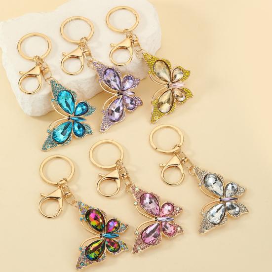 Light Luxury Butterfly Keychain Crystal Pendant Rhinestone Butterfly Keychain Colorful Diamond Butterfly Pendant Sparkling Bag Charm Gift for Women