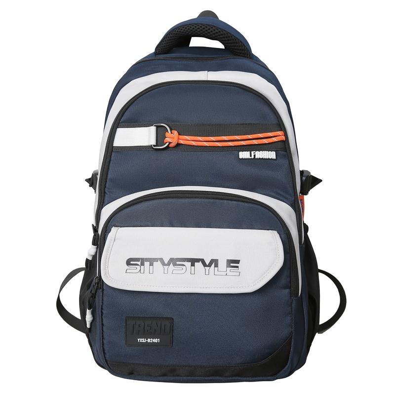 Großer, leichter Schulranzen für Mittelschüler mit großem Fassungsvermögen und Farbblock-Design für Herren