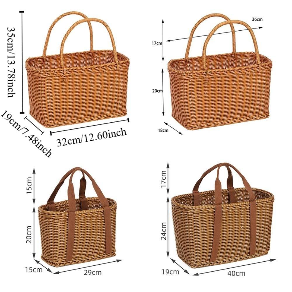 Versatile Lightweight Storage Basket Rattan Materia With Handle Laundry Basket Durable Large Size Woven Basket Fruit Storage