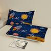 3pcs Playful Fitted Sheet For Kids Children Set Space Rockets Astronauts Planets Stars Printed Bed Sheet With 2 Pillowcases