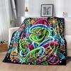 1Pc Grinch Neon Christmas Art Blanket Soft And Comfortable Casual Warm Camping Travel Christmas Halloween Gift M921598