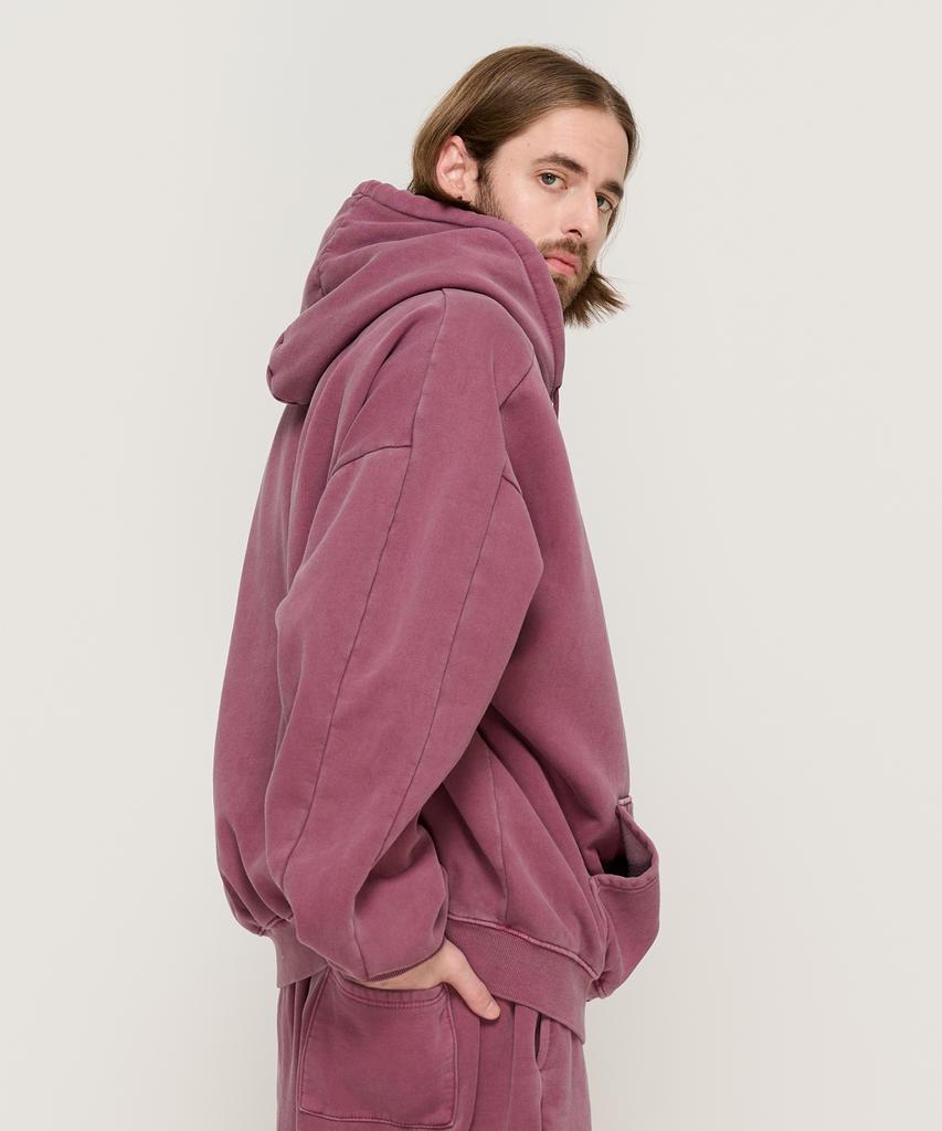 Cargobros Pigment Dyed Zip-Up Hoodie (Burgundy)