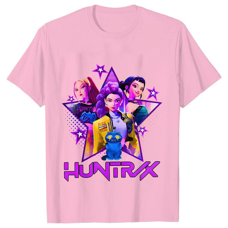 Kpop Demon Hunters Cartoon T-shirt for Chrildren  O-neck T-shirts 2025 Hot Movies Same Tshirts Fans Gifts Y2K High Street Tops