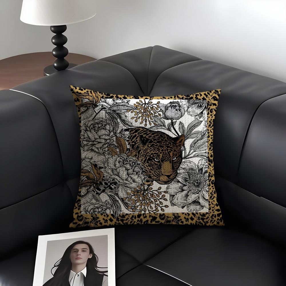 Animals Classical Cushion Cover Natural Linen Organic Fabric DoubleSided Printing Sofa Home Decor Gift Pillow Case