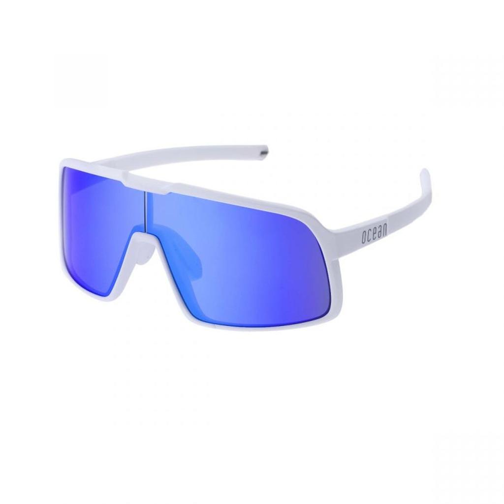 OCEAN LEUCATE Floating Organic Lightweight UV Detachable Strap White Blue REVO Sunglasses, Bio-Based Frame, Protection, & Floater, (Polarized Lens),