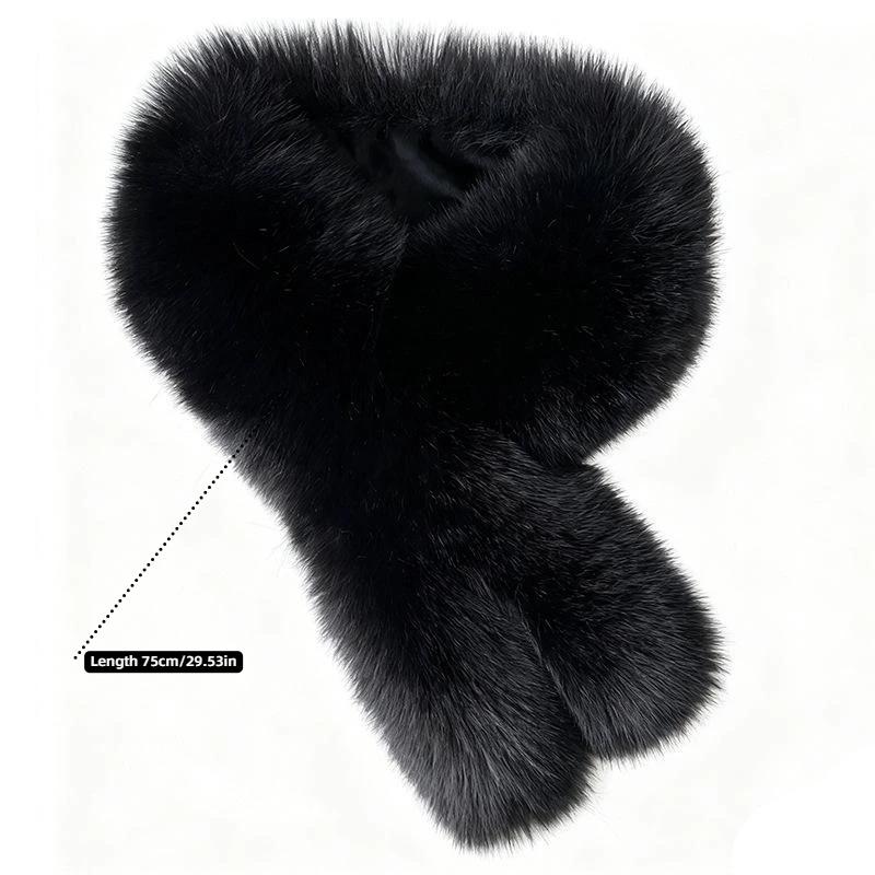 1Pcs Imitation Fox Fur Cold Resistant Collar Scarves Neck Warmers Plush Fluffy Fur Scarf Thicken Solid Color Warm Neckerchief