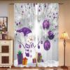 Set Of 2 Christmas Curtains Snowman Purple Decorative Printed Home Decoration Room Curtain Polyester