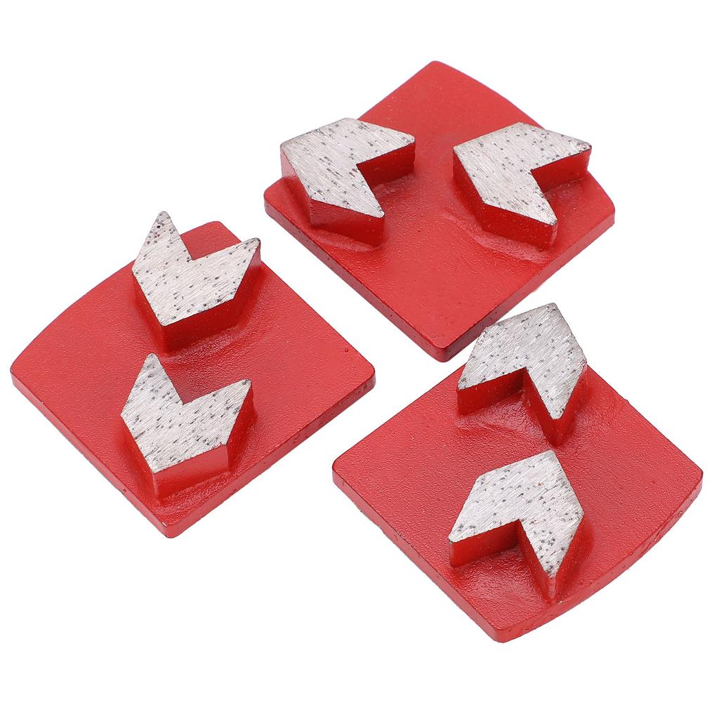 3Pcs Diamond Grinding Shoes Dovetail Concrete Aggreesive Cutting 2 Arrow Teeth Red 30#