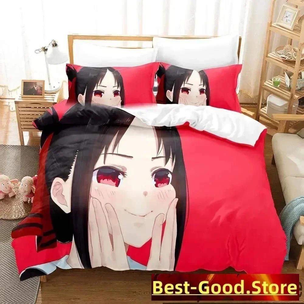 Anime Kaguya-sama Love Is War Bedding Set Printed Bed Set With Pillowcase Bed Duvet Cover Soft Queen King Size Bedclothes Home