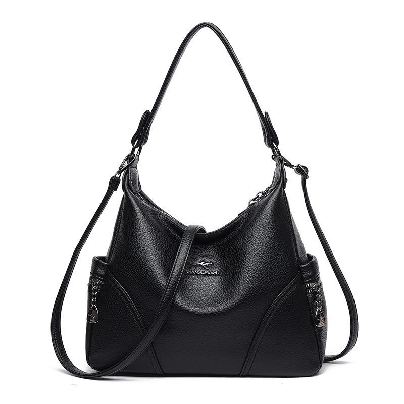 

Bag women s new soft leather texture simple large capacity tote bag underarm women s shoulder bag чёрный