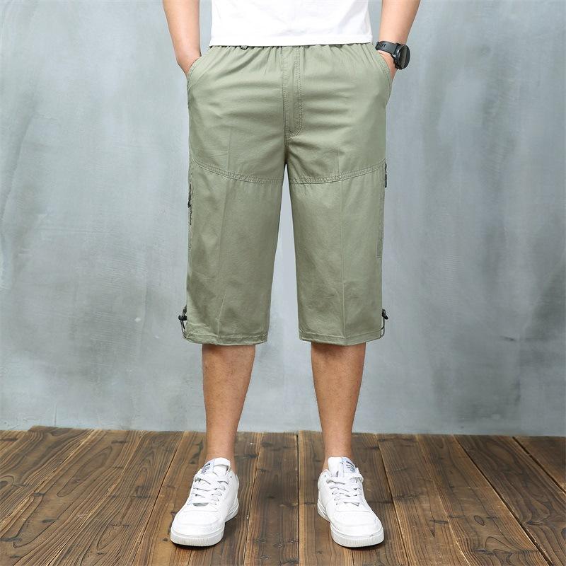 Summer tooling cropped pants, thin loose shorts, men's multi-pocket medium pants, casual sports cropped pants, men's