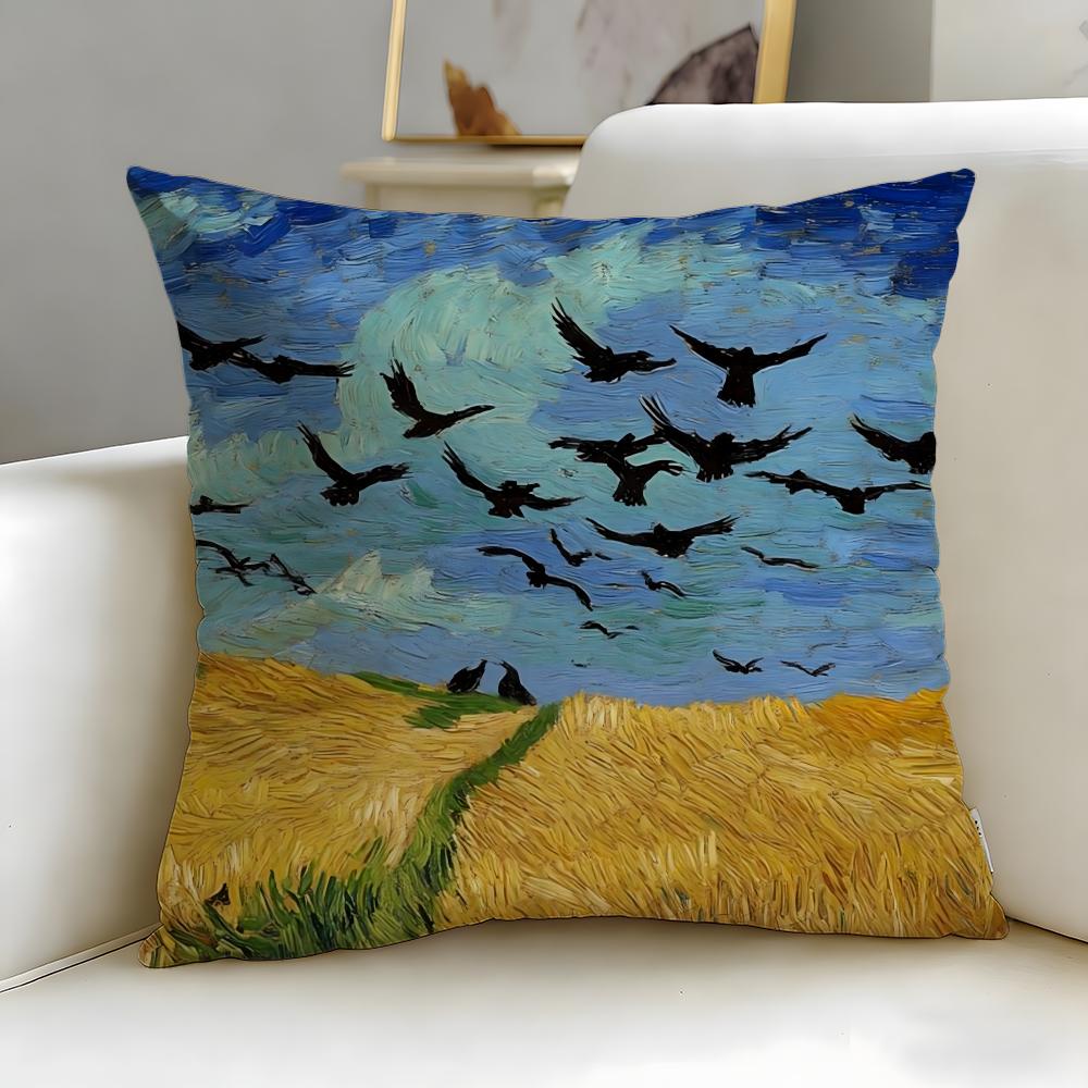 Classic Painter Van Gogh Cushion Cover Soft & Easy-Wash Pillow Case – Versatile for Couch, Bed, Travel and Office