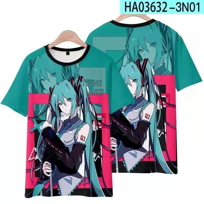 Miku Hatsune Vocaloid Cosplay Anime Manga T-Shirt Tee Costumes Polyester L