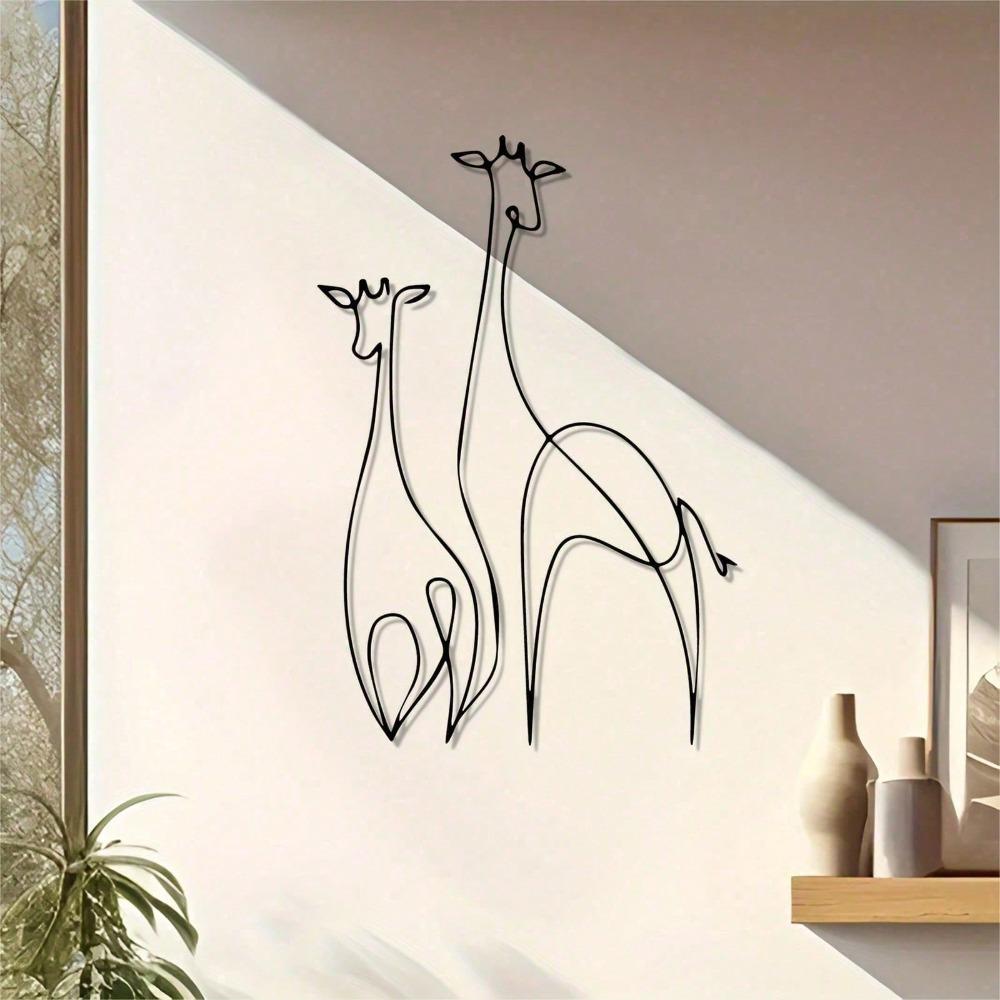 Metal Giraffe Wall Sculpture Modern Home Garden Decor Indoor Outdoor Art Gift