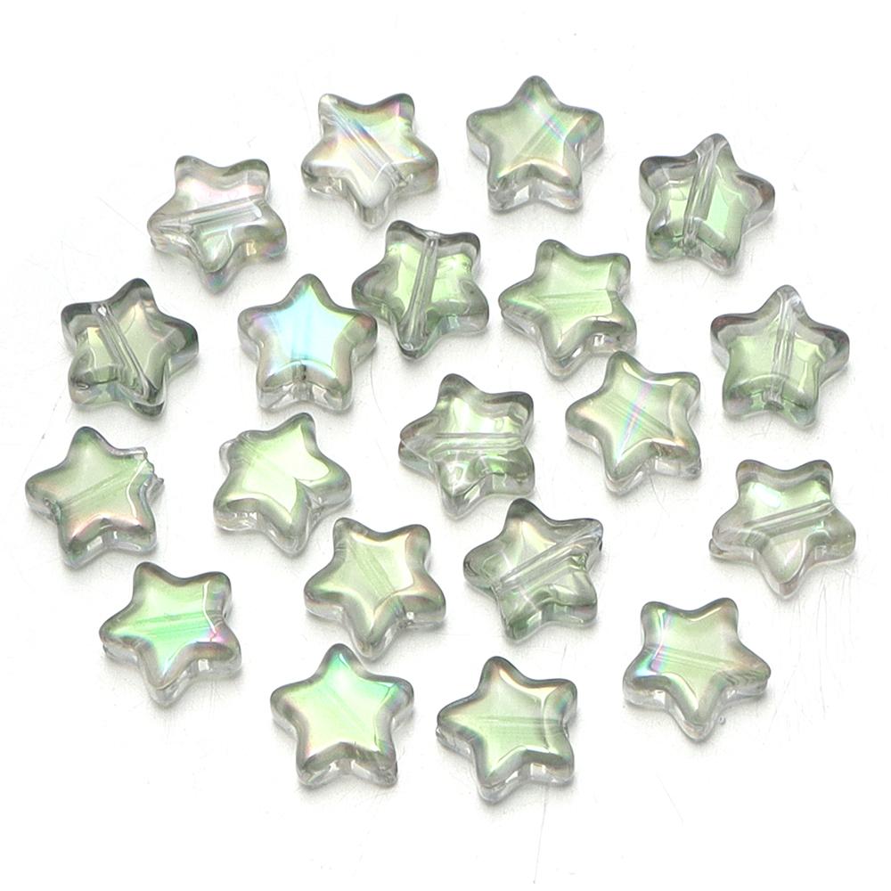 30pcs/lot 8mm Colored Electroplated Star Beads Loose Spacer Pentagram Glass Beads For DIY Bracelet Earrings Jewelry Accessories