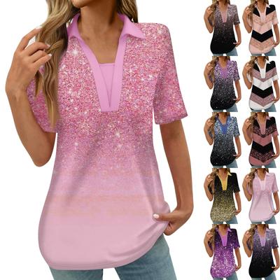 Women's Button Down Fashion Casual Vintage  Print Short Sleeve Shirts Blouse
