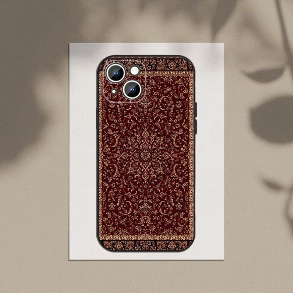 Persian Carpet Floral Pattern Phone Case For Apple iPhone 15,14,13,12,11,XS,XR,X,8,7,Pro,Max,Plus,mini Silicone Black Cover