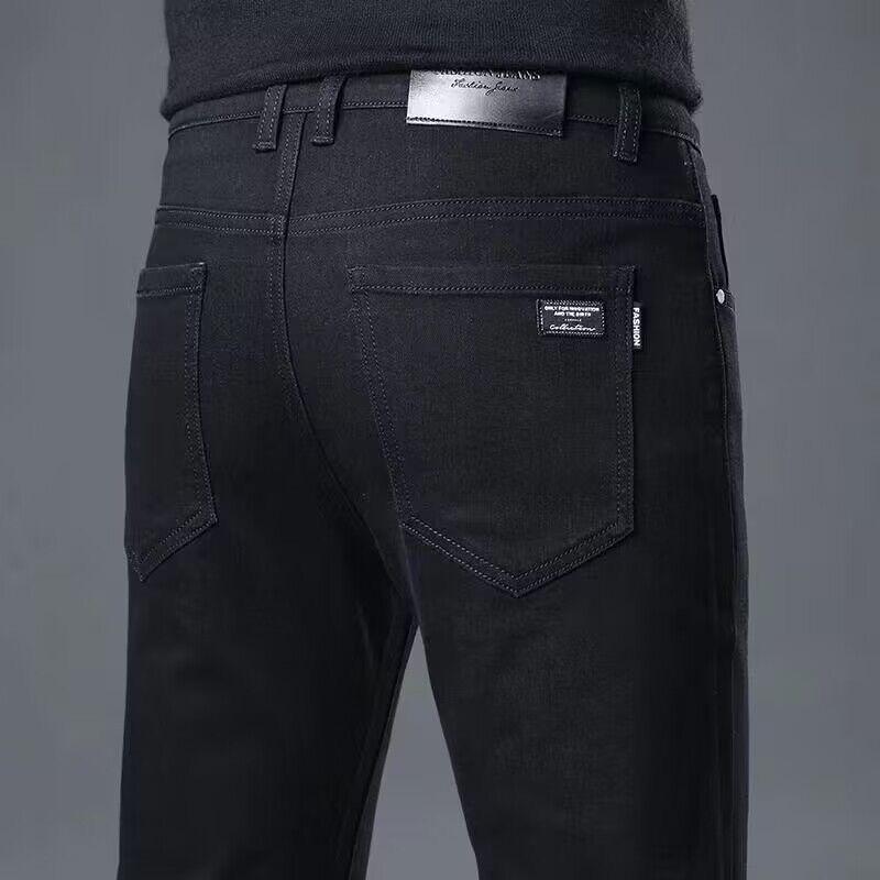 2024 Grey Slim Straight Men's Stretch Jeans - Trendy Spring/Autumn Casual Pants