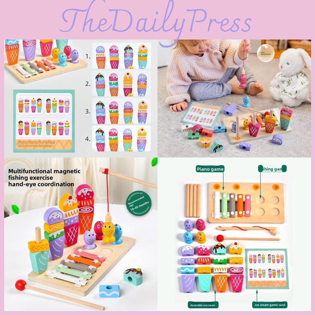 Ice Toy Wooden Cream Fishing Piano Playing Toys For Kids Play Educational