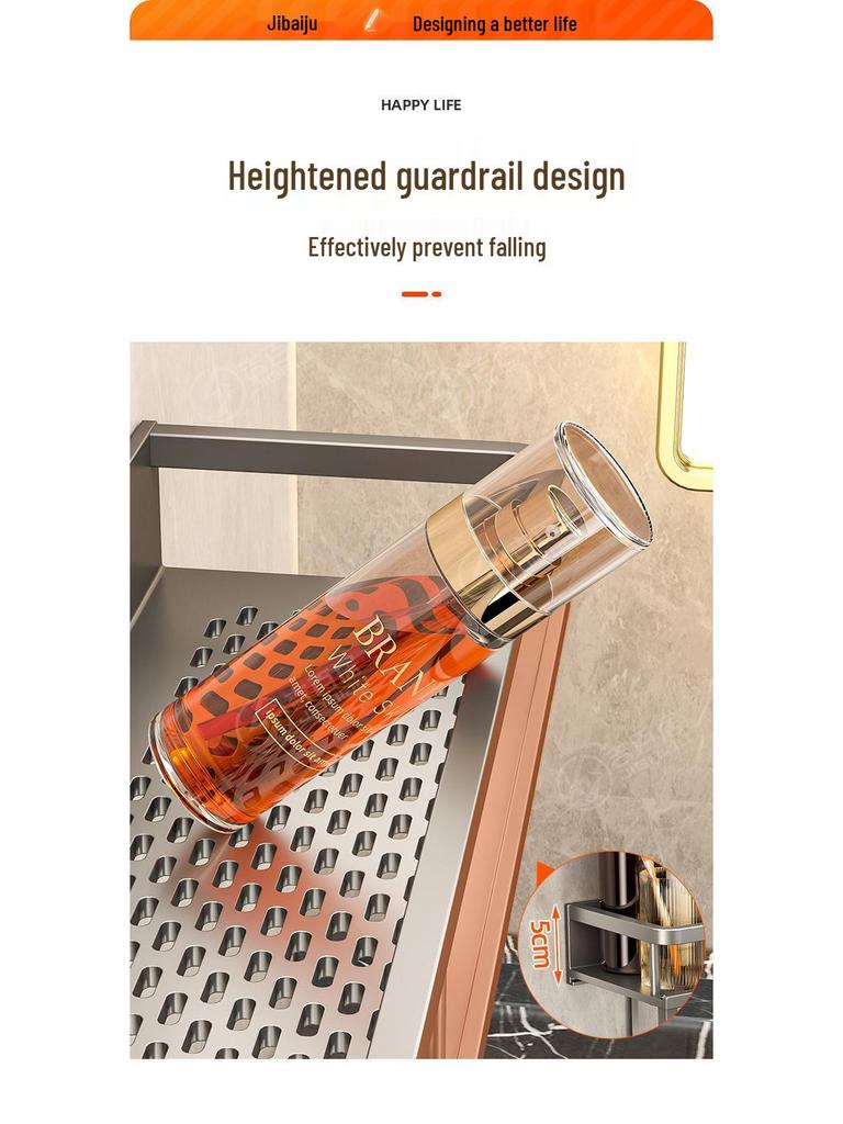 Punch-Free Wall-Mounted Bathroom Storage Rack for Basin and Toilet