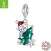 Yinziyun Weihnachtsbär Halskette für Damen, Leichter Luxus s925 Sterlingsilber Glücksbringer Schlüsselbeinkette