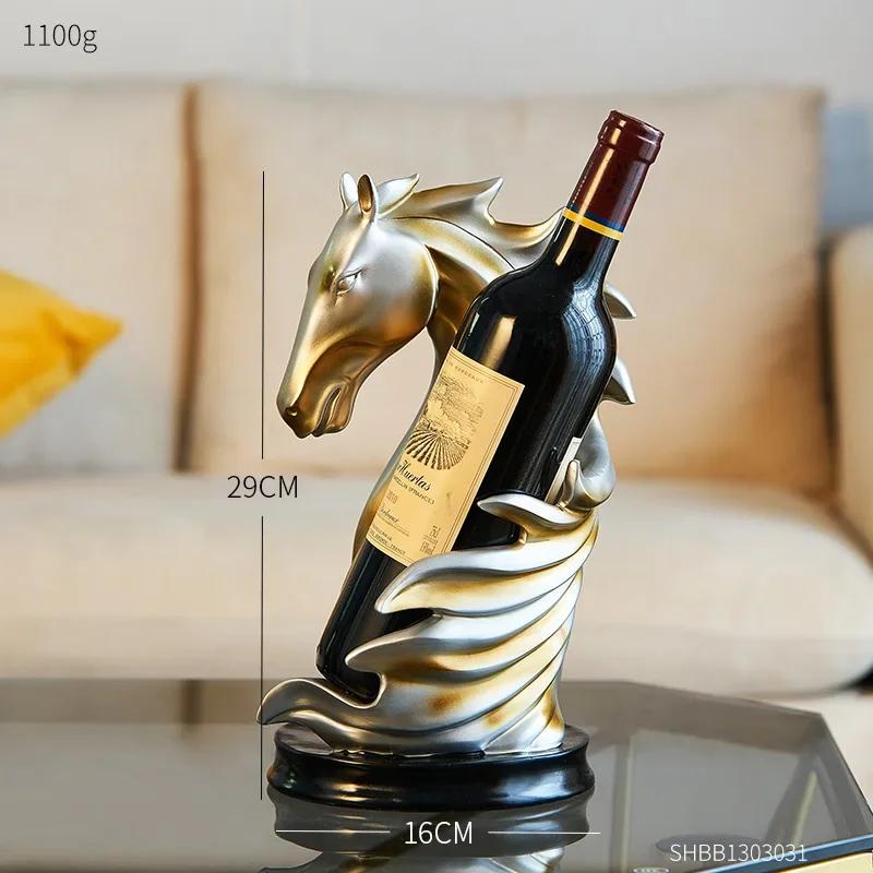 

Individualistic Home Living Decor Creative Horse Wine Rack Resin Animal Sculpture Crafts Interior Decoration Accessories світло-сірого кольору